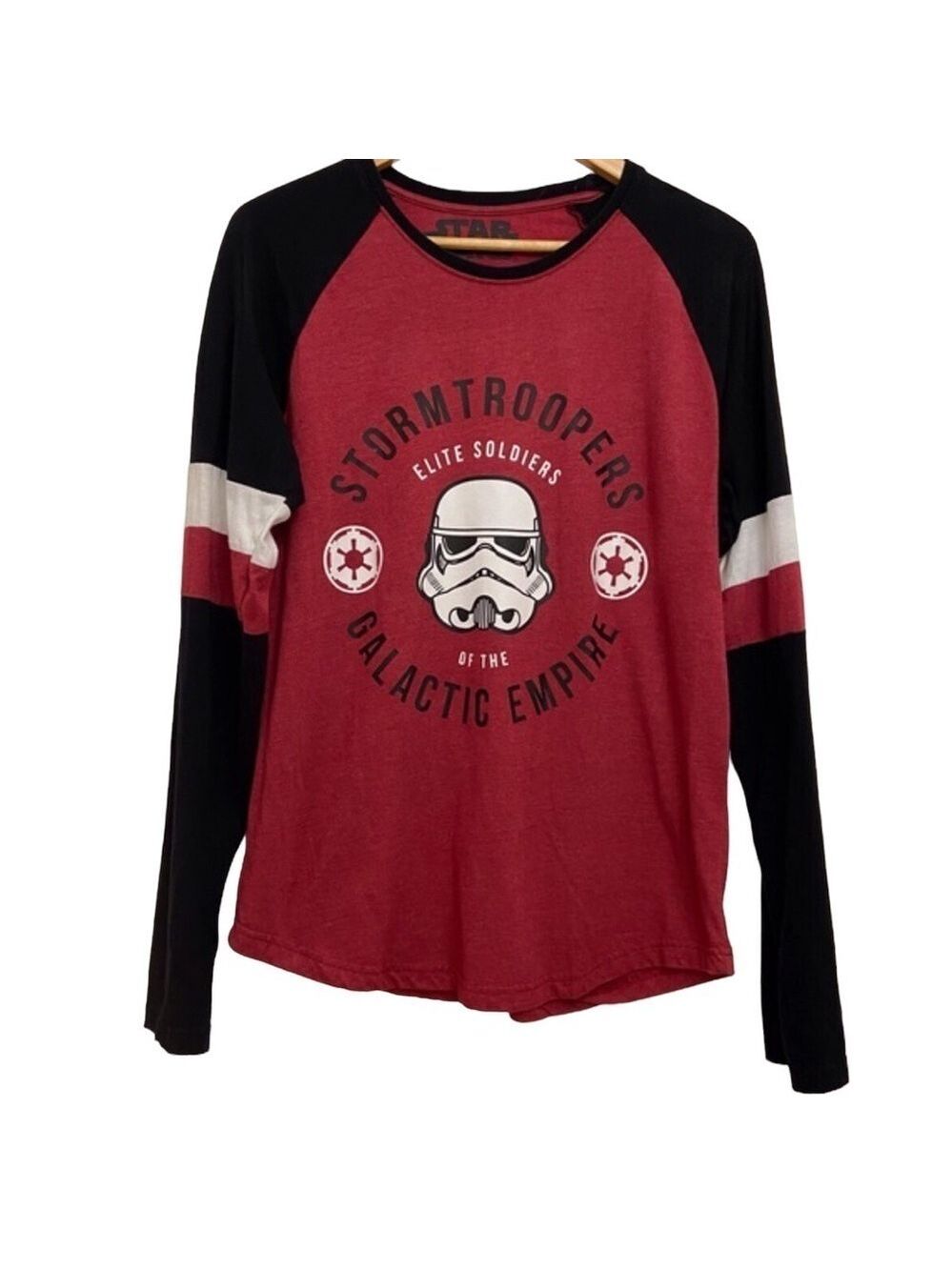 STAR Wars Stormtroopers raglan shirt Elite Soldiers long sleeve red black medium